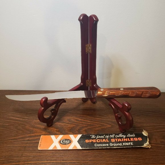 Vintage Case XX Concave Ground Stainless Steel 8" Blade Knife Wood Made in USA - Picture 1 of 11